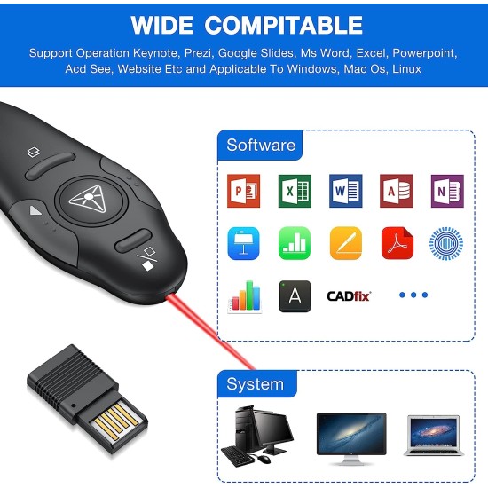 2.4GHz USB Wireless Powerpoint PP Clicker Presenter Pointer Presenter Pen Remote 2.4GHz USB Wireless Powerpoint PP Clicker Presenter Pointer Presenter Pen Remote